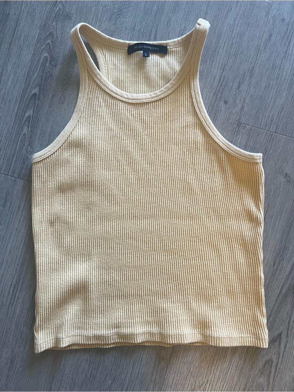 French Connection Pale Cream Ribbed Tank Top - Picture 2 of 7